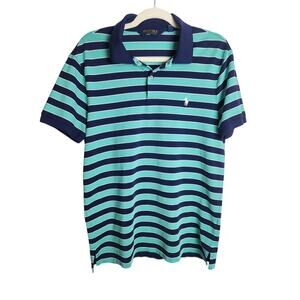 Polo Golf Ralph Lauren polo shirt sz L navy/Teal Striped logo pony golf casual